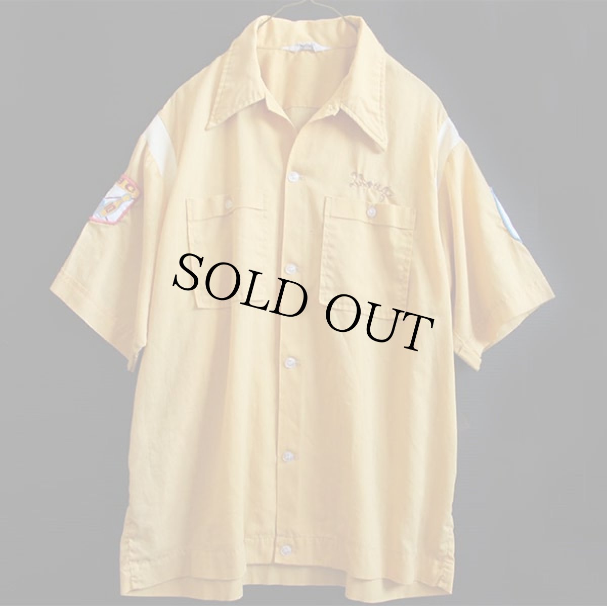 画像2: 70s NAT NAST パッチ付き ボウリングシャツ マスタード (2)