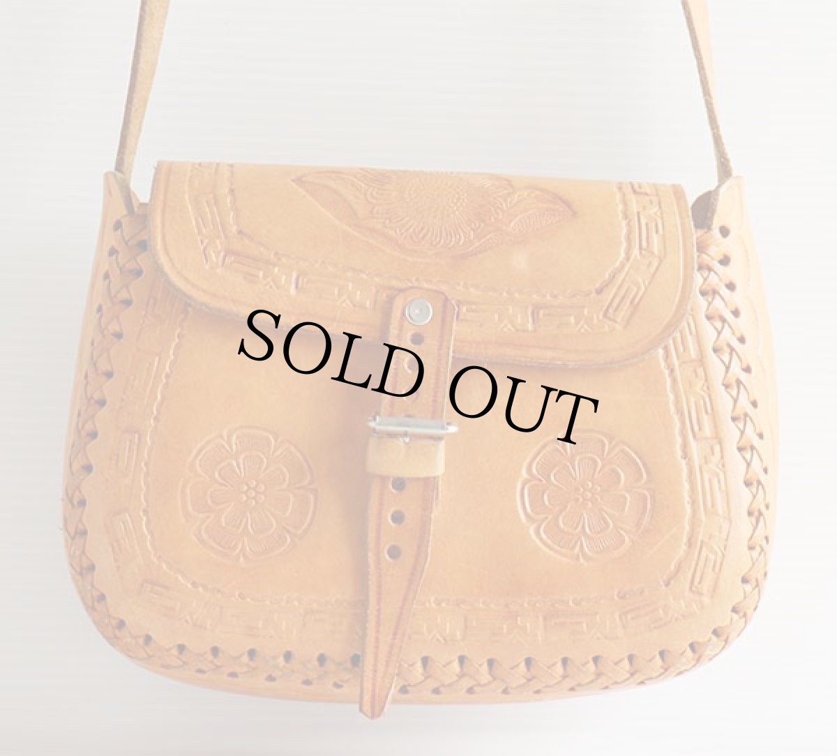 画像3: メキシコ製 花柄 カービング レザー ショルダーバッグ 茶 (3)