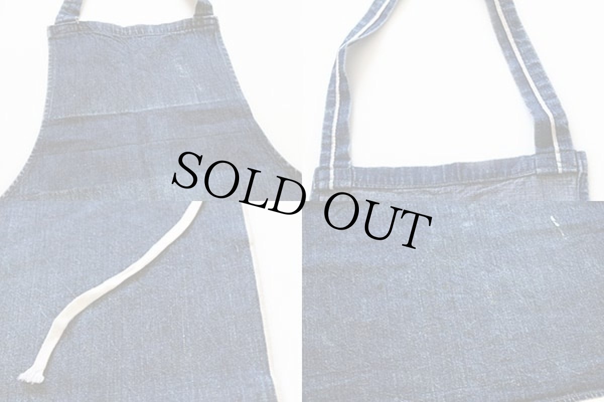 画像3: ビンテージ 耳付き インディゴ デニム ワークエプロン (3)