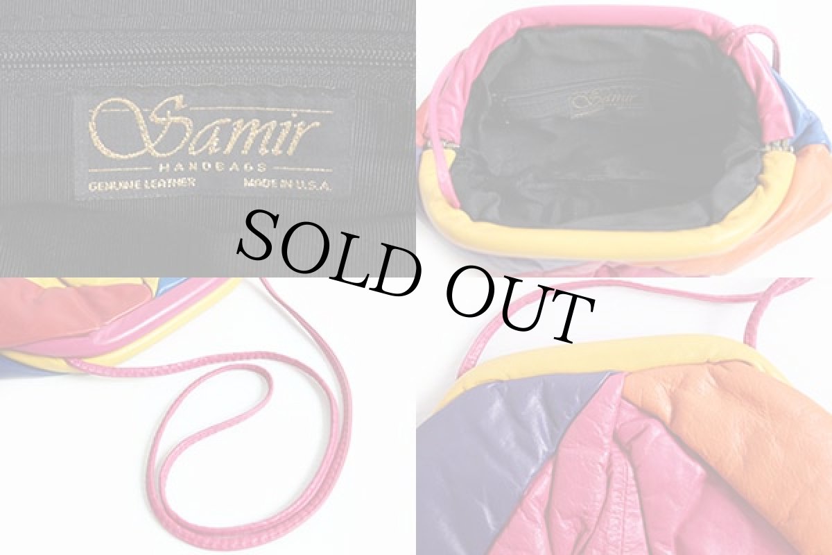 画像3: 80s USA製 Samir クレイジー 切り替え レザー ショルダーバッグ (3)