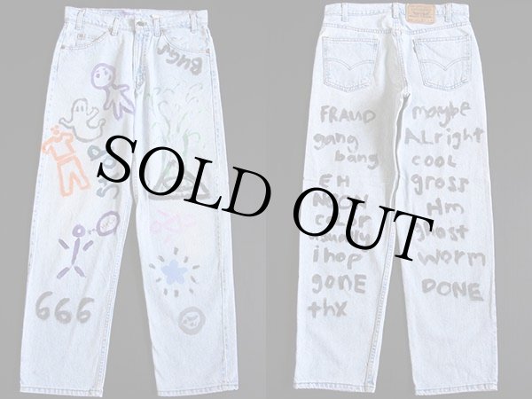 90s USA製 Levi'sリーバイス 555 ハンドペイント デニムパンツ
