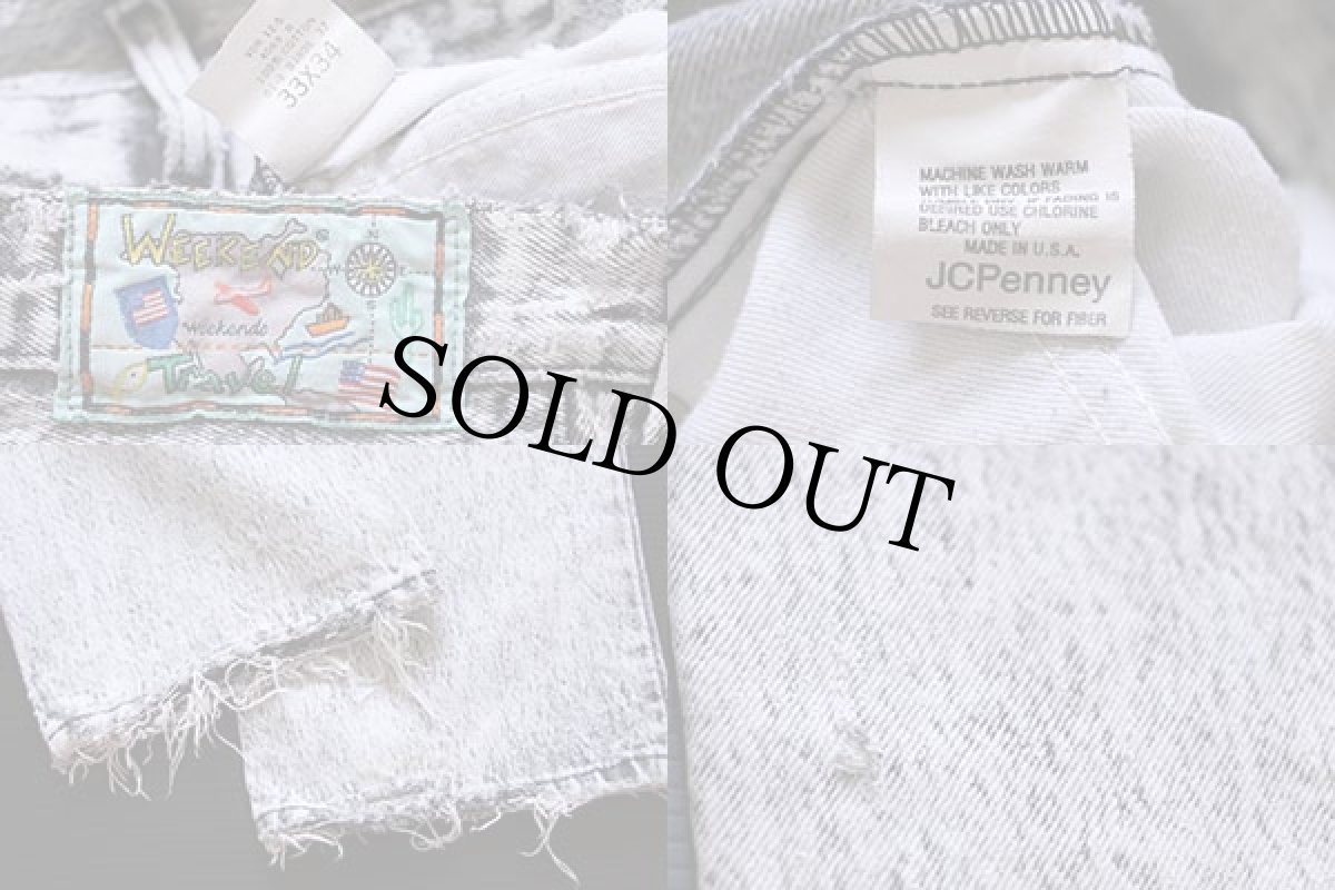 画像3: 80s USA製 JCPenney WEEKEND Travel ケミカルウォッシュ ブラック デニムパンツ w33 L34★アシッド (3)