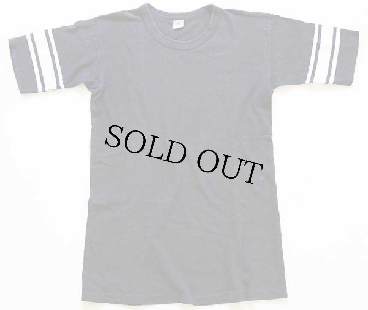 画像1: 80s USA製 Championチャンピオン 無地 コットン フットボールTシャツ 紺 L (1)