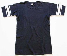 画像2: 80s USA製 Championチャンピオン 無地 コットン フットボールTシャツ 紺 L (2)