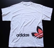 画像1: 80s adidasアディダス トレフォイル ロゴ コットンTシャツ 白 L (1)