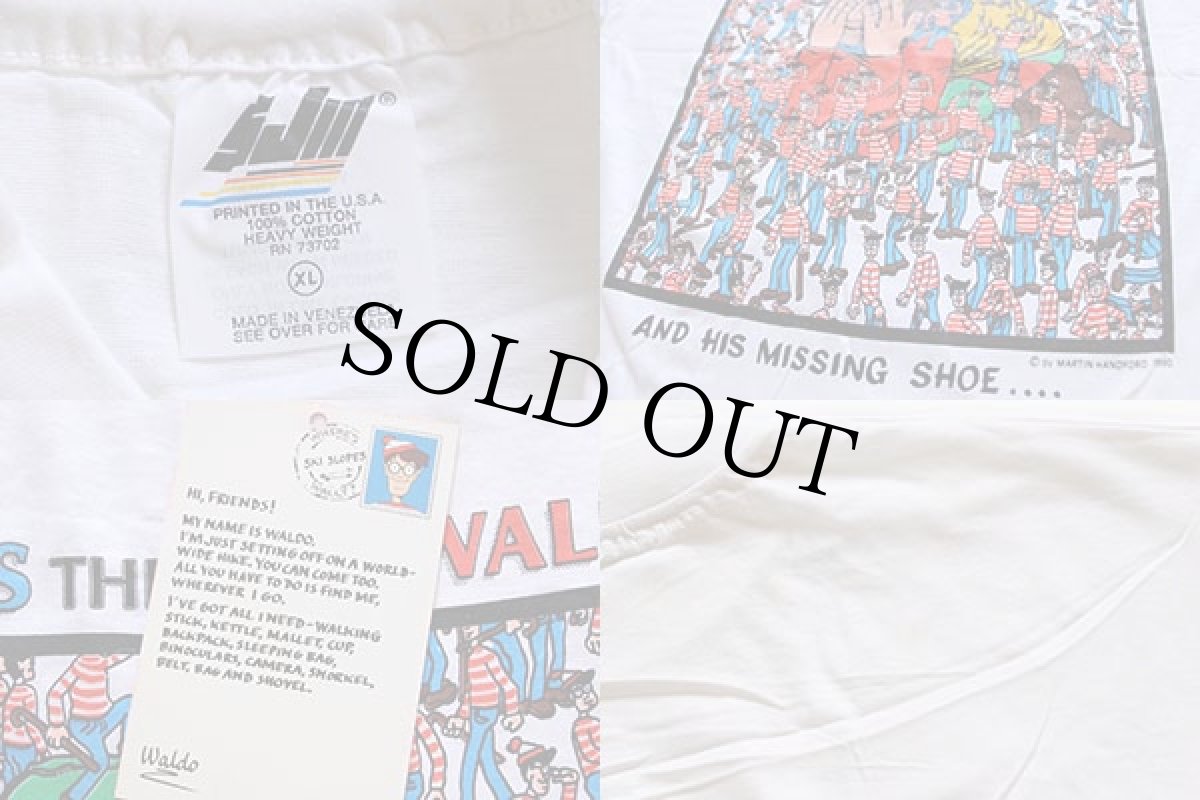 画像3: デッドストック★90s WHERE'S WALDO? 染み込みプリント コットンTシャツ 白 XL★ウォーリーをさがせ! (3)