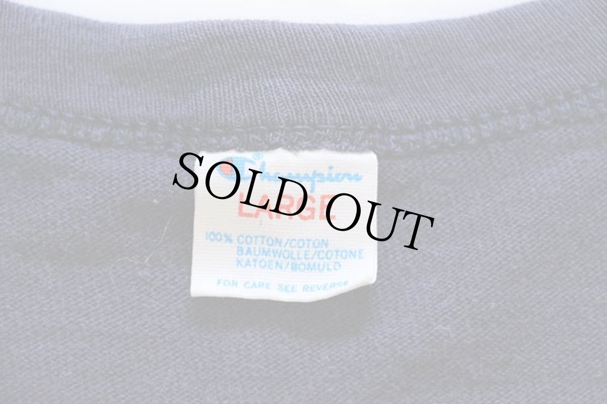 画像4: 80s USA製 Championチャンピオン 無地 コットン フットボールTシャツ 紺 L (4)