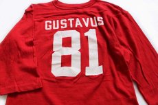 画像3: 80s USA製 Championチャンピオン GUSTAVUS 81 ナンバリング コットン フットボールTシャツ 赤 S (3)