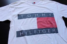 画像1: 00s TOMMY HILFIGERトミーヒルフィガー ビッグロゴ コットンTシャツ 白 XL (1)