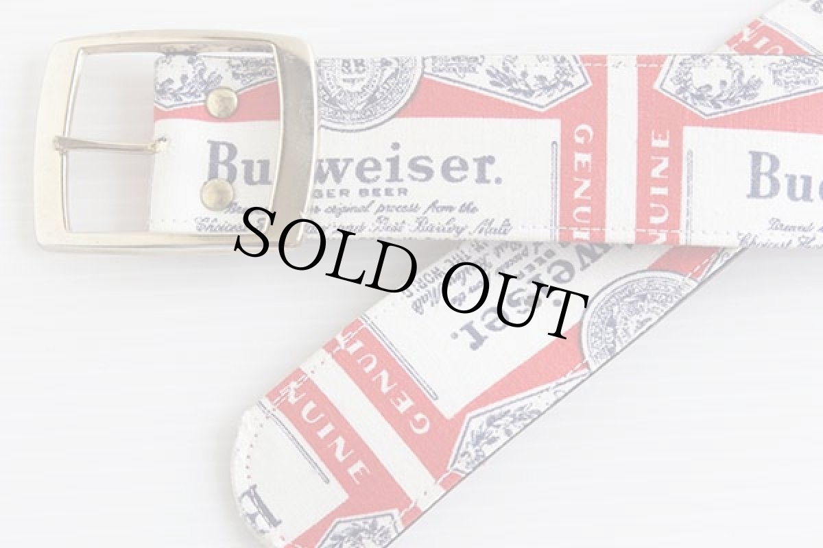 画像2: 70s Budweiserバドワイザー 総柄プリント ベルト 40 42 (2)