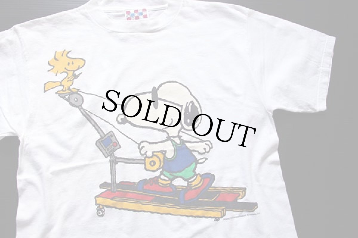 画像1: 90s USA製 PEANUTS スヌーピー コットンTシャツ 白 L (1)