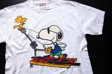 画像1: 90s USA製 PEANUTS スヌーピー コットンTシャツ 白 L (1)