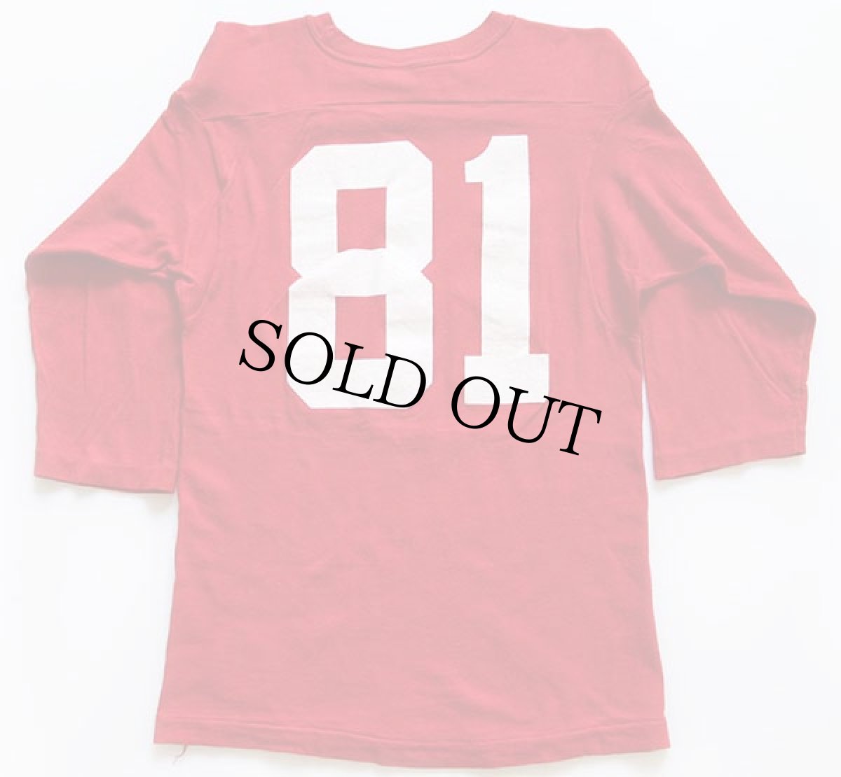 画像2: 80s USA製 Championチャンピオン GUSTAVUS 81 ナンバリング コットン フットボールTシャツ 赤 S (2)