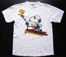 画像2: 90s USA製 PEANUTS スヌーピー コットンTシャツ 白 L (2)