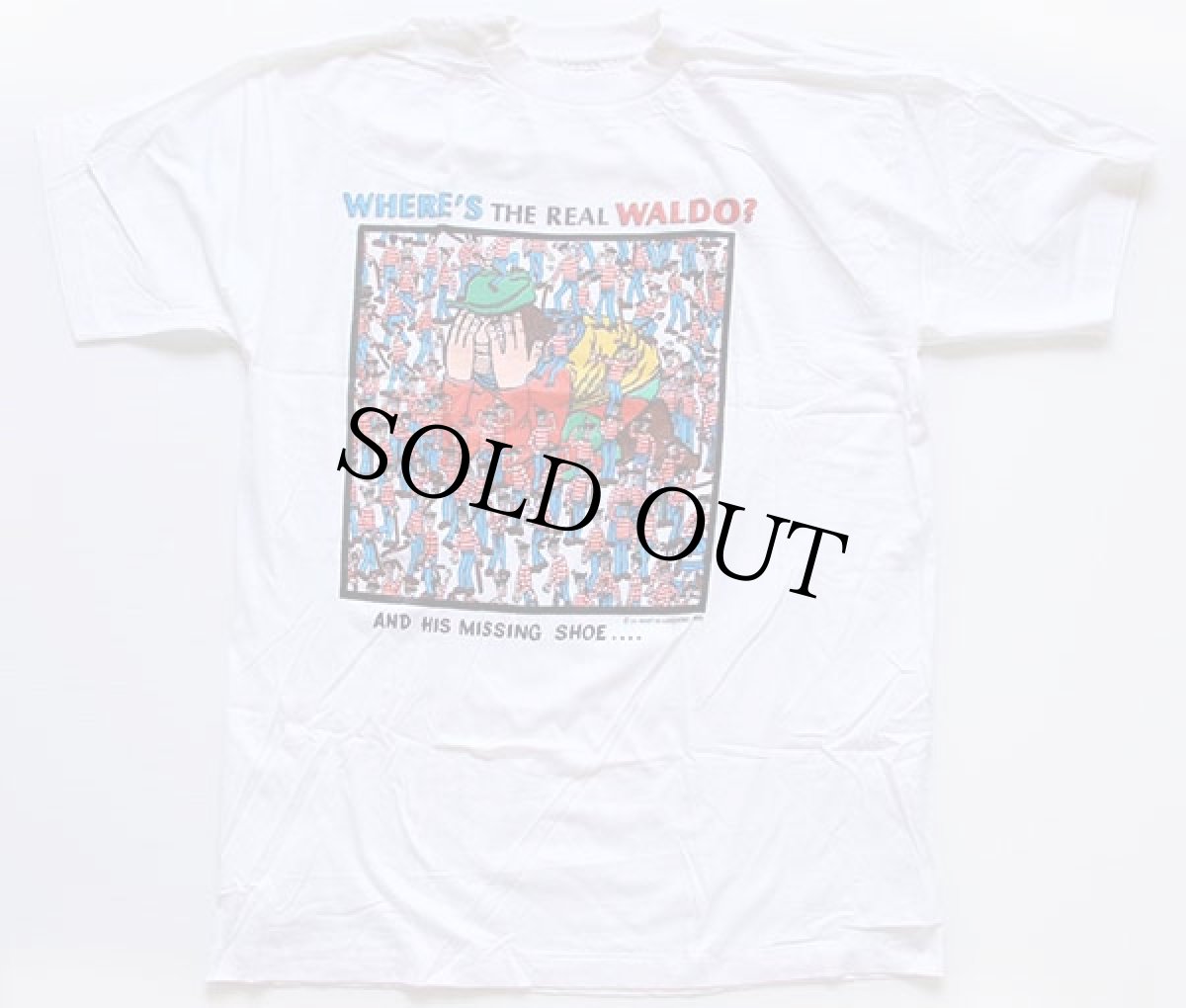 画像2: デッドストック★90s WHERE'S WALDO? 染み込みプリント コットンTシャツ 白 XL★ウォーリーをさがせ! (2)
