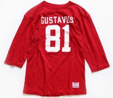 画像1: 80s USA製 Championチャンピオン GUSTAVUS 81 ナンバリング コットン フットボールTシャツ 赤 S (1)