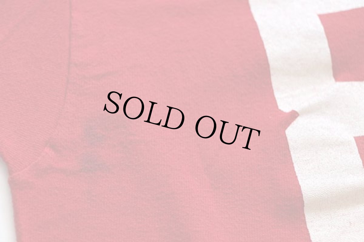 画像6: 80s USA製 Championチャンピオン GUSTAVUS 81 ナンバリング コットン フットボールTシャツ 赤 S (6)