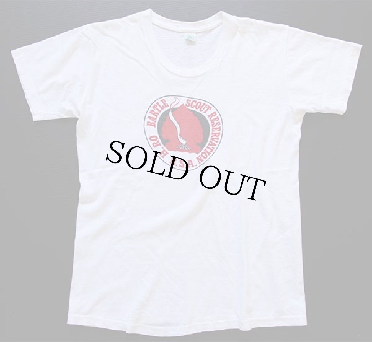 画像2: 50s BSA ボーイスカウト H.RO BARTLE SCOUT RESERVATION 染み込みプリント コットンTシャツ 白 M (2)