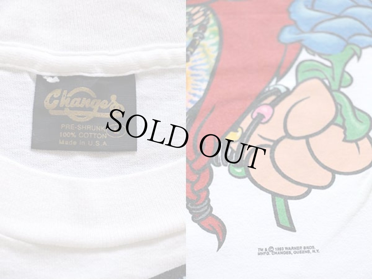 画像3: 90s USA製 WARNER BROS LOONEY TUNES ヨセミテサム 両面プリント コットンTシャツ 白 L (3)