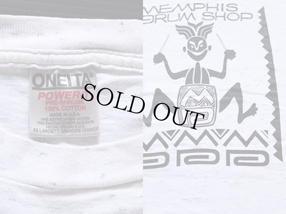 画像3: 90s USA製 MEMPHIS DRUM SHOP コットンTシャツ 杢ホワイト XXL (3)
