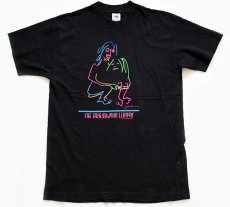 画像2: 80s USA製 THE HUG JOHN LENNONジョンレノン オノヨーコ ネオンカラー コットンTシャツ 黒 L (2)