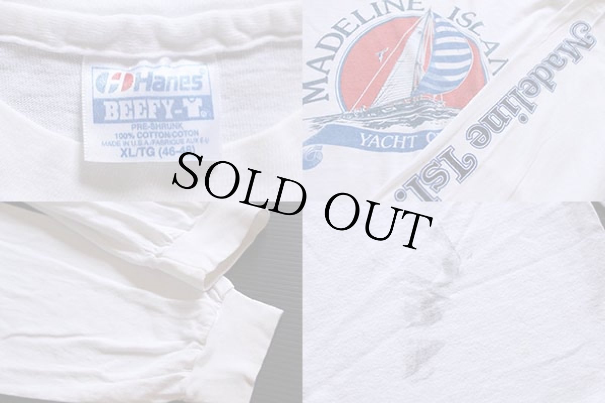 画像3: 80s USA製 Hanes MADELINE ISLAND YACHT CLUB コットン 長袖Tシャツ 白 XL (3)