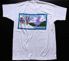 画像1: デッドストック★90s USA製 Alpine 染み込みプリント コットン ポケットTシャツ 白 XL★B (1)