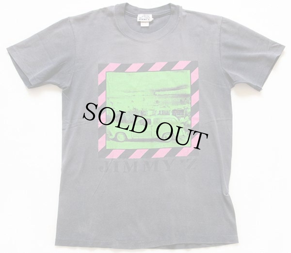 画像1: 80s USA製 JIMMY'Zジミーズ ウッディワゴン 両面プリント コットンTシャツ 炭黒 M (1)