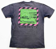 画像2: 80s USA製 JIMMY'Zジミーズ ウッディワゴン 両面プリント コットンTシャツ 墨黒 M (2)