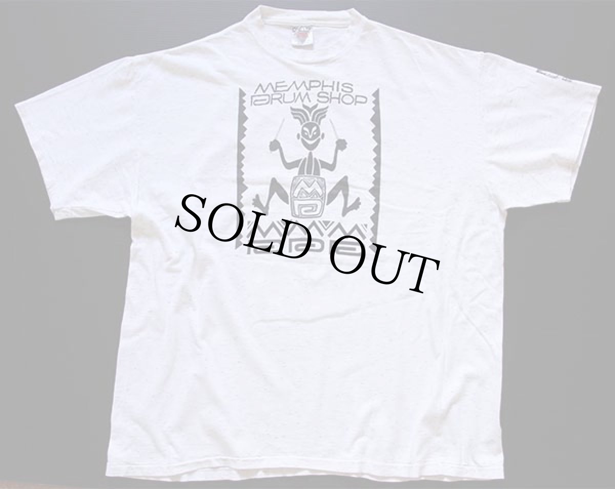 画像2: 90s USA製 MEMPHIS DRUM SHOP コットンTシャツ 杢ホワイト XXL (2)