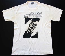 画像2: 80s USA製 JIMMY'Zジミーズ ウッディーワゴン 両面プリント コットンTシャツ 白 L (2)