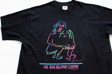画像1: 80s USA製 THE HUG JOHN LENNONジョンレノン オノヨーコ ネオンカラー コットンTシャツ 黒 L (1)