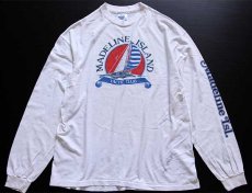 画像1: 80s USA製 Hanes MADELINE ISLAND YACHT CLUB コットン 長袖Tシャツ 白 XL (1)