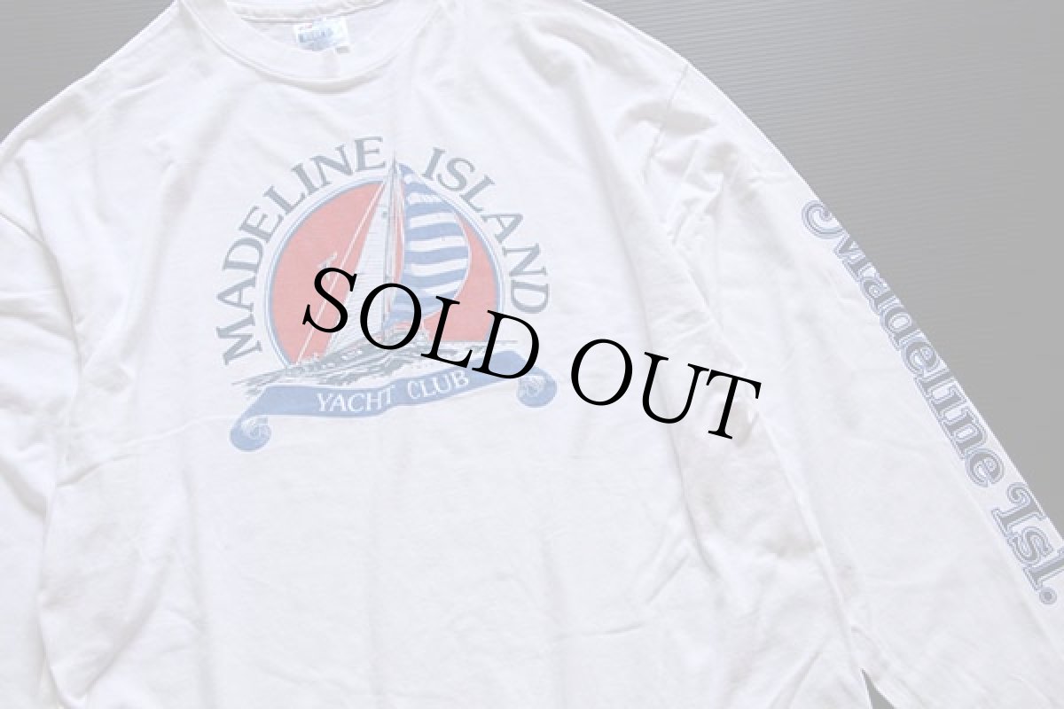 画像2: 80s USA製 Hanes MADELINE ISLAND YACHT CLUB コットン 長袖Tシャツ 白 XL (2)