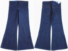 画像1: デッドストック★70s JCPenney Plain Pockets ベルボトム デニムパンツ w29 L29 (1)