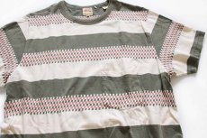 画像1: LVC LEVI'S VINTAGE CLOTHING リーバイス ボーダー 織り柄 コットン ポケットTシャツ M (1)