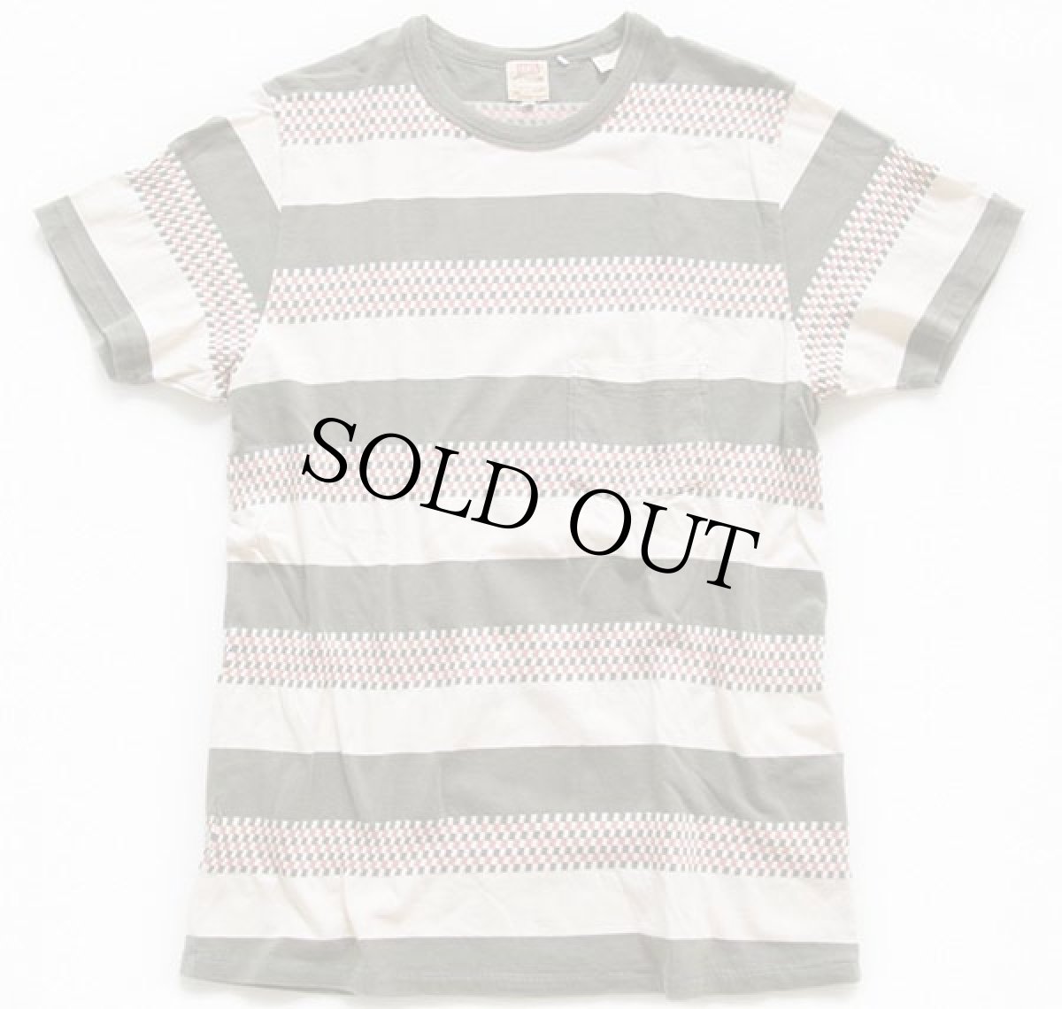 画像2: LVC LEVI'S VINTAGE CLOTHING リーバイス ボーダー 織り柄 コットン ポケットTシャツ M (2)