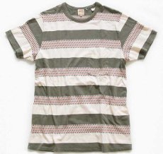 画像2: LVC LEVI'S VINTAGE CLOTHING リーバイス ボーダー 織り柄 コットン ポケットTシャツ M (2)