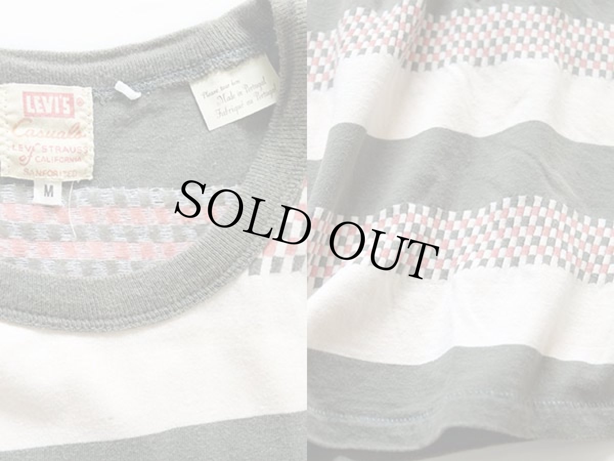 画像3: LVC LEVI'S VINTAGE CLOTHING リーバイス ボーダー 織り柄 コットン ポケットTシャツ M (3)