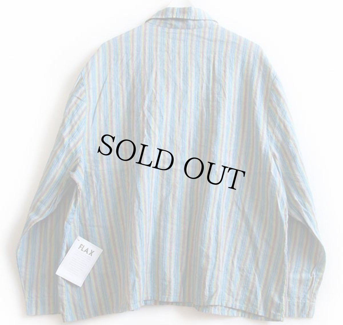 画像2: デッドストック★90s リトアニア製 FLAX ストライプ リネン シャツジャケット L (2)