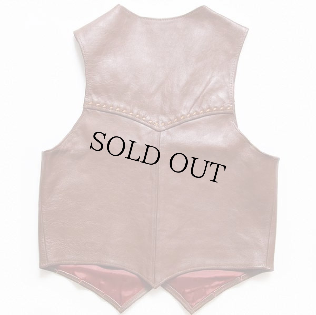 画像2: 70s UNKNOWN クラフトレザーベスト 茶 (2)