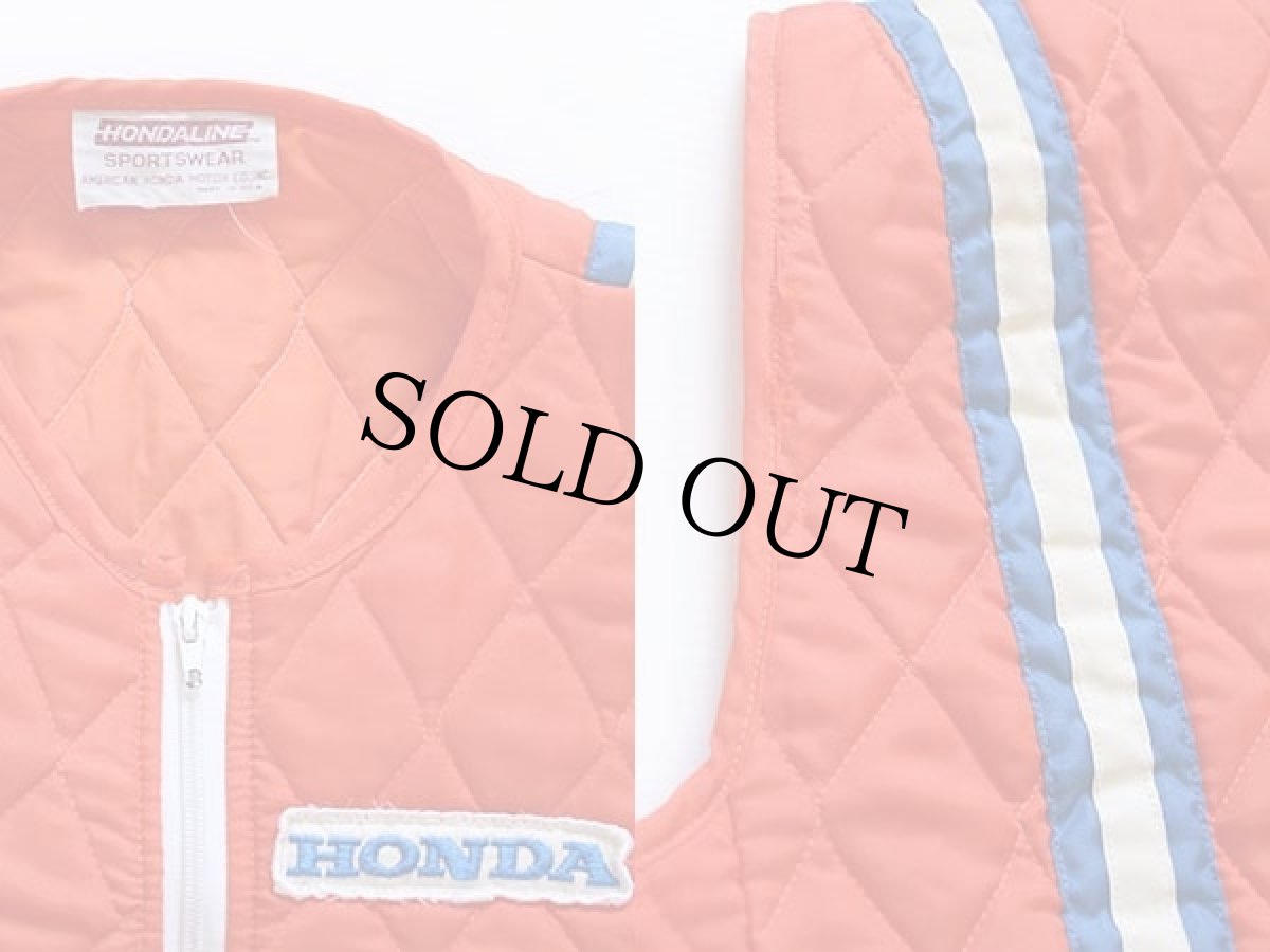 画像3: 80s USA製 HONDALINE ホンダ パッチ付き ナイロン キルティング レーシングベスト オレンジ (3)