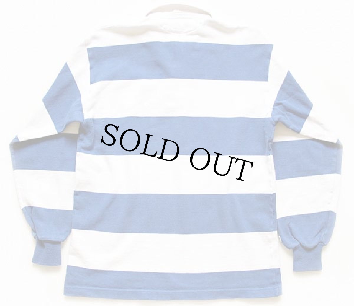 画像2: カナダ製 BARBARIANバーバリアン LUTHER刺繍 太ボーダー コットン ラガーシャツ 青×白 L (2)