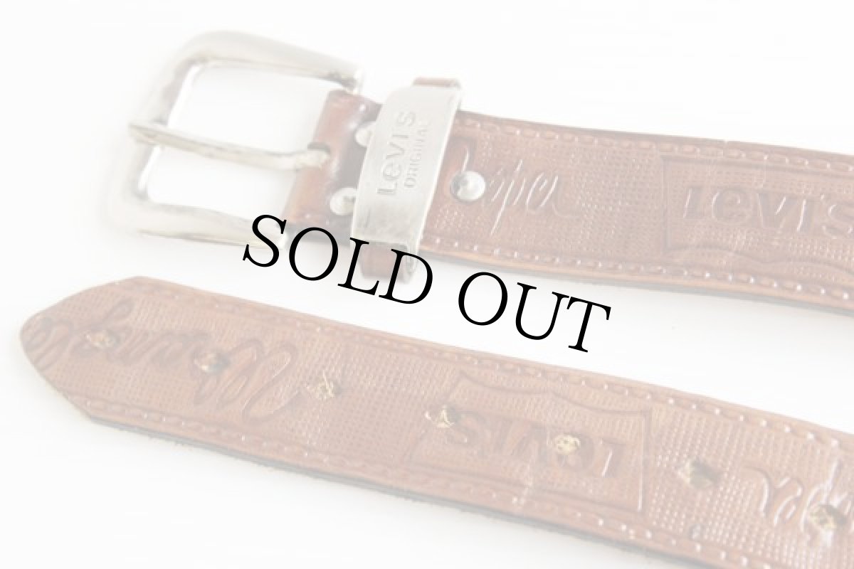 画像2: 80s Levi'sリーバイス Leeリー Cooper Wranglerラングラー 型押し レザーベルト 茶 (2)