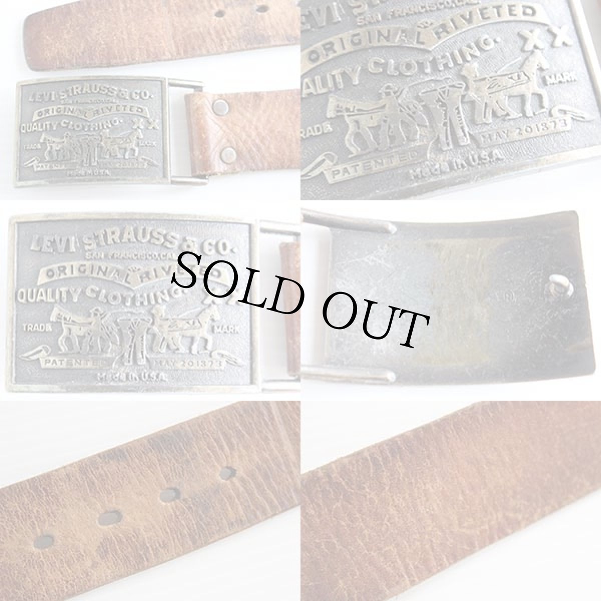 画像3: 70s USA製 Levi'sリーバイス バックル レザーベルト 茶 34★1119 (3)