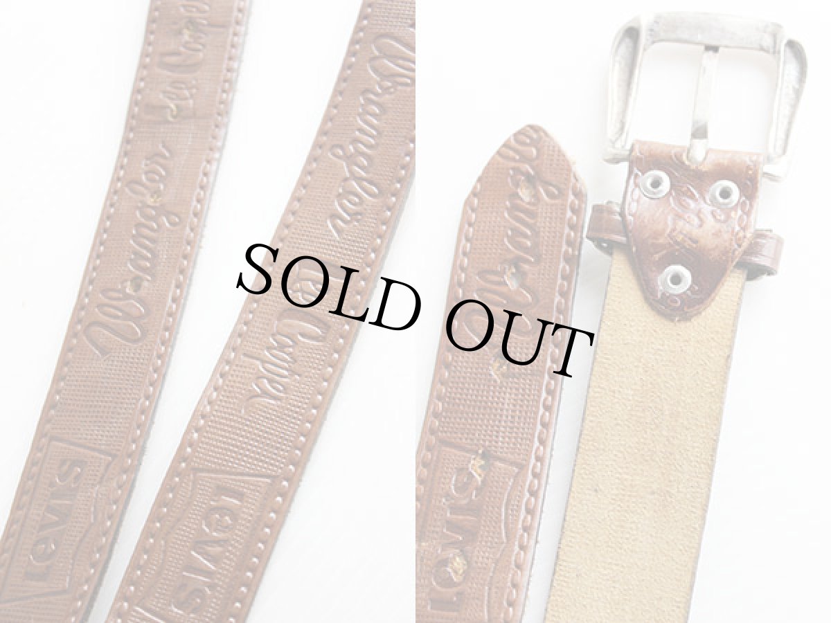 画像3: 80s Levi'sリーバイス Leeリー Cooper Wranglerラングラー 型押し レザーベルト 茶 (3)