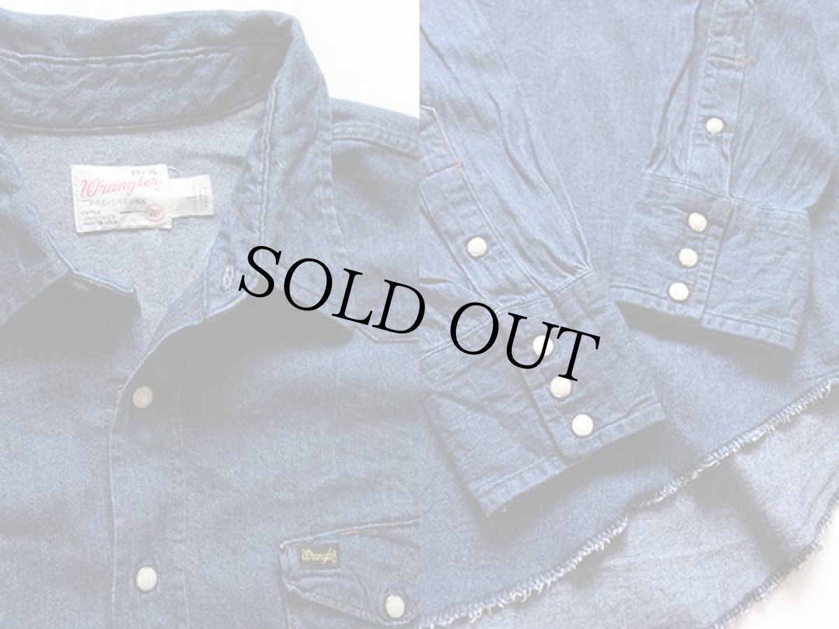 画像3: 70s USA製 Wranglerラングラー 27MW デニム ウエスタンシャツ 19★特大 (3)