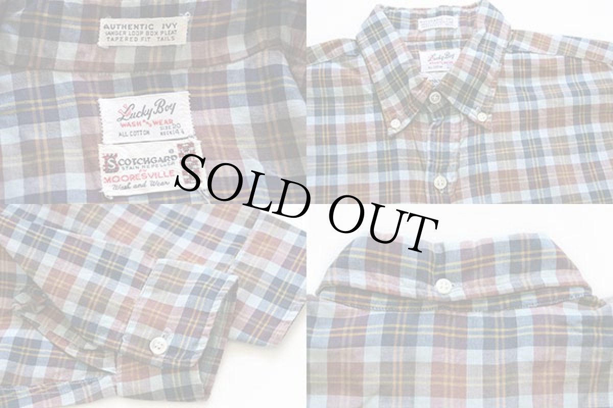 画像3: 60s Lucky Boy タータンチェック 三点留め ボタンダウン コットンシャツ ボーイズ20 (3)