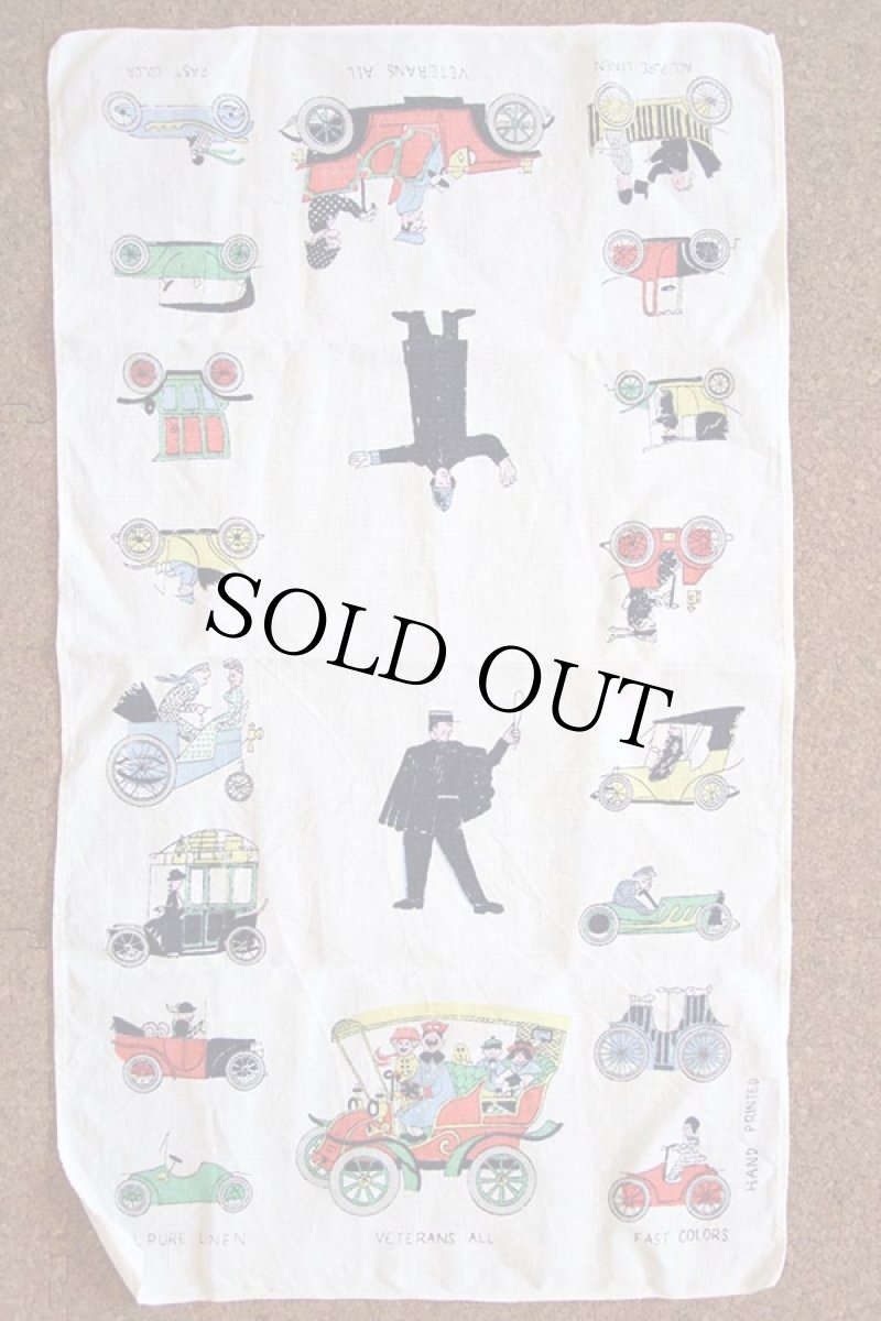 画像2: ビンテージ FAST COLOR クラシックカー 染み込みプリント リネン タペストリー (2)