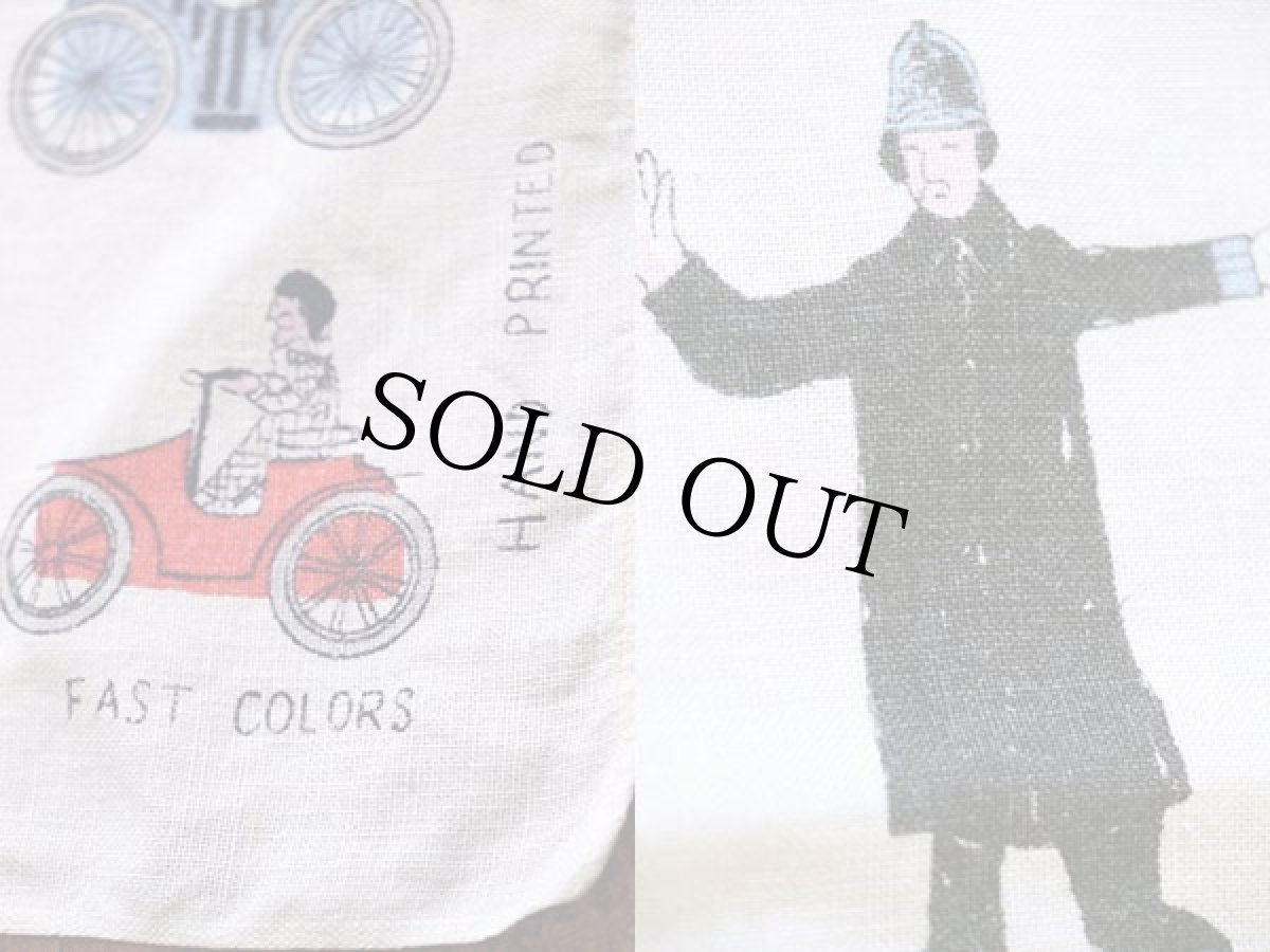 画像3: ビンテージ FAST COLOR クラシックカー 染み込みプリント リネン タペストリー (3)